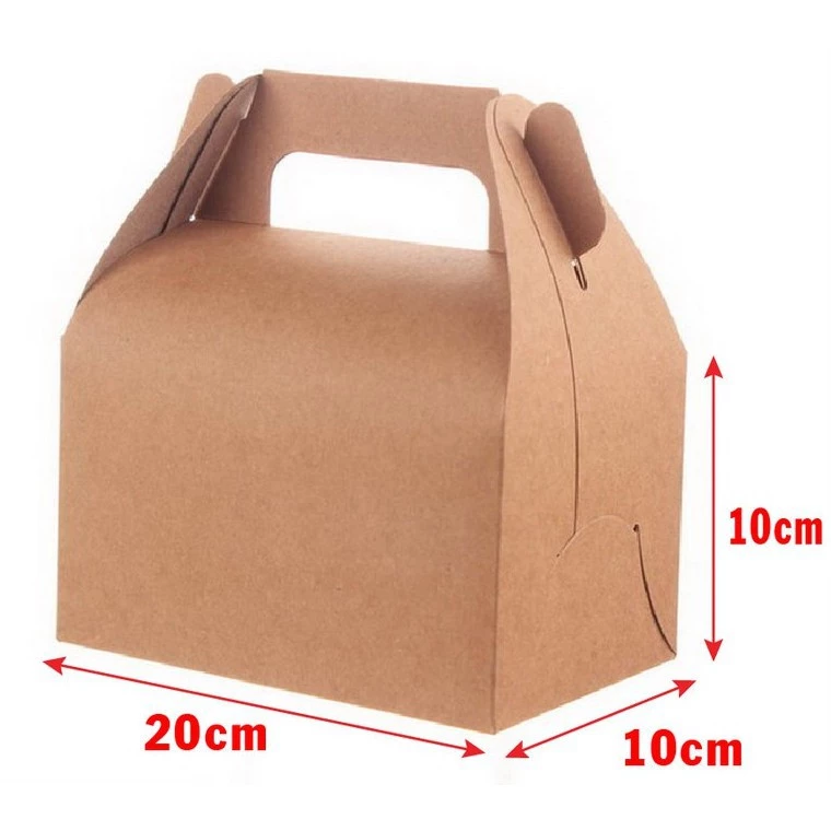 50 Hộp giấy kraft đựng gà rán có quai xách 20x10x10cm 50 cái B202-N