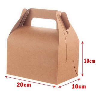 50 Hộp giấy kraft đựng gà rán có quai xách 20x10x10cm 50 cái B202-N