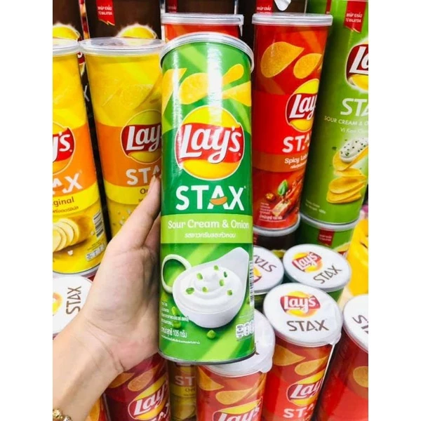 0Snack Lay's STAX lon 105g đủ vị