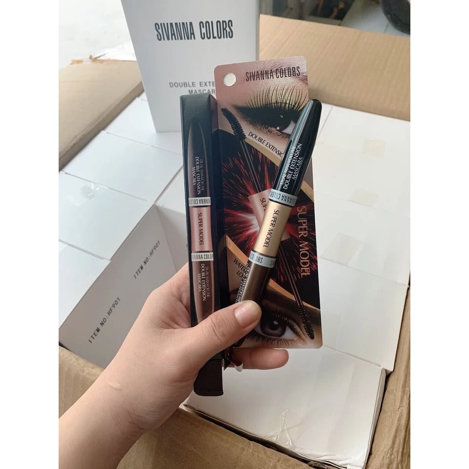 [CHÍNH HÃNG] MASCARA SIVANNA COLORS 2 ĐẦU ĐEN NÂU SUPER MODEL DOUBLE EXTENSION MASCARA Thái Lan