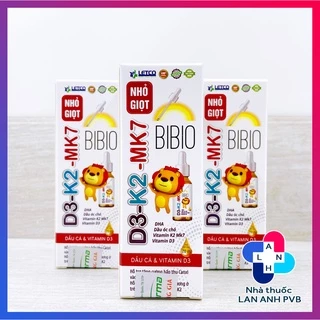 D3 K2 MK7 nhỏ giọt BIBIO – Bổ sung vitamin D3, DHA, hỗ trợ giảm còi xương cho bé.