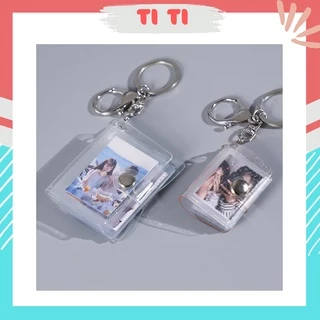 Cuốn album ảnh mini trong suốt có 16 ngăn trang trí kiểu móc khóa cao cấp size 1 inch