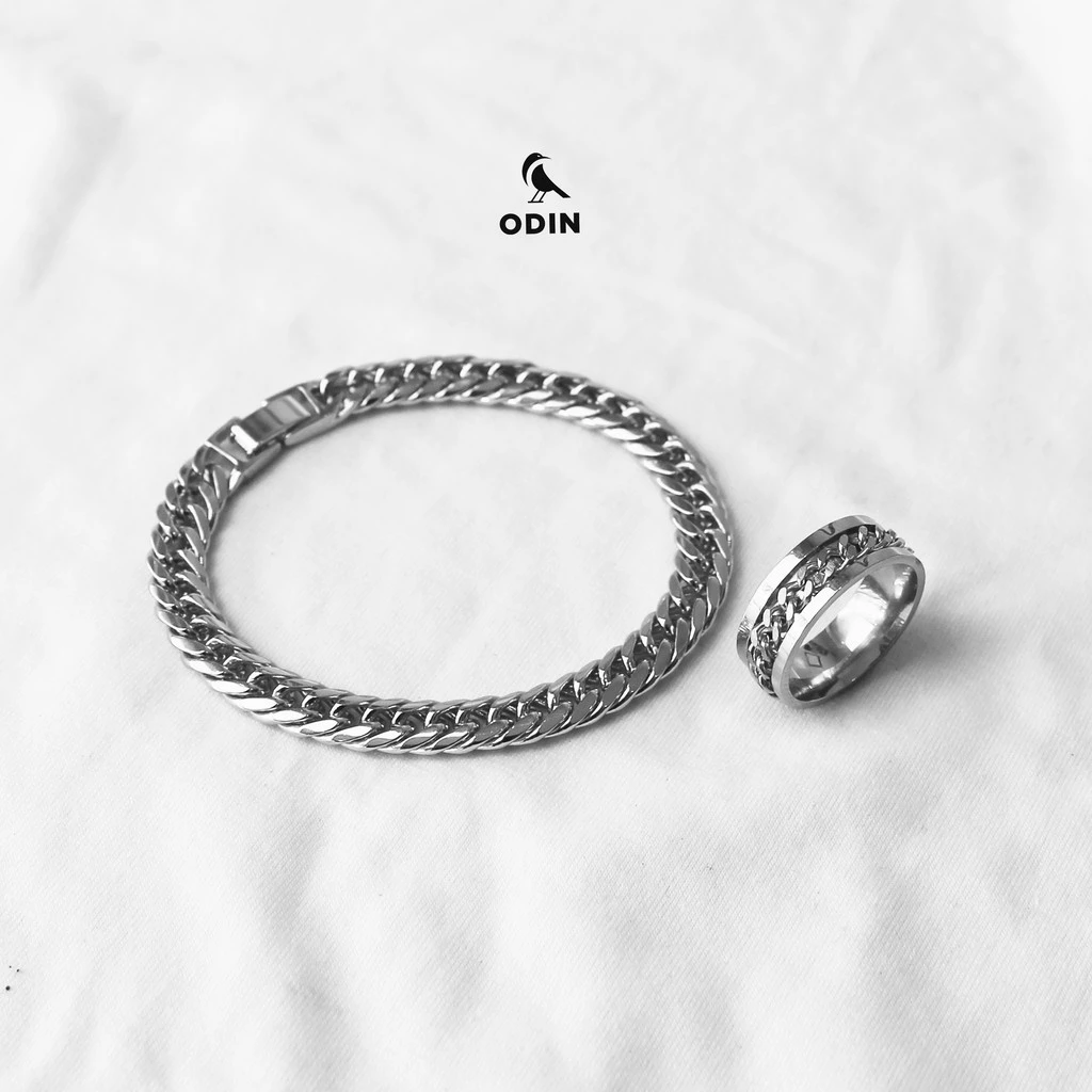 Vòng tay Chain Cuban 8mm - Thép Titan 316L - Tặng kèm nhẫn Titan Chain xoay - Bảo hành trọn đời