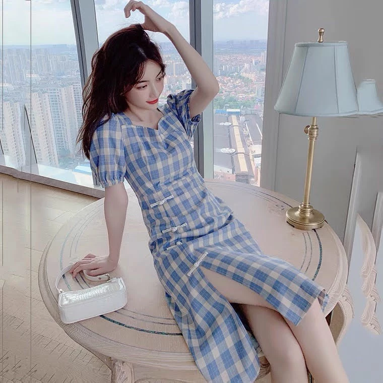 [ĐỦ BILL CÓ QUÀ] 🎁🎁 Đầm caro xẻ tà ôm dáng cực xinh (Có ảnh thật)
