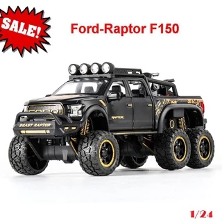 Mô Hình Ford Raptor F150  Xe Kim Loại Tỷ Lệ 1:24 Ô Tô Đồ Chơi Trưng Bày Ford 6 Bánh F-150 Có Đèn, Âm Thanh, Mở Được Cửa