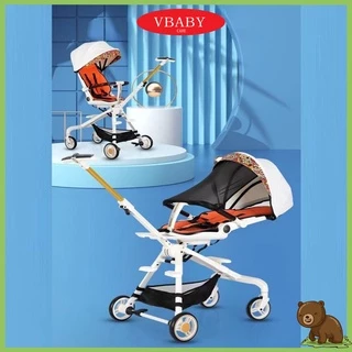 Xe đẩy 2 chiều gấp gọn cao cấp V-BABY IX8 - ngã lưng 2 chiều, 3 cấp độ ghế xoay 360 độ