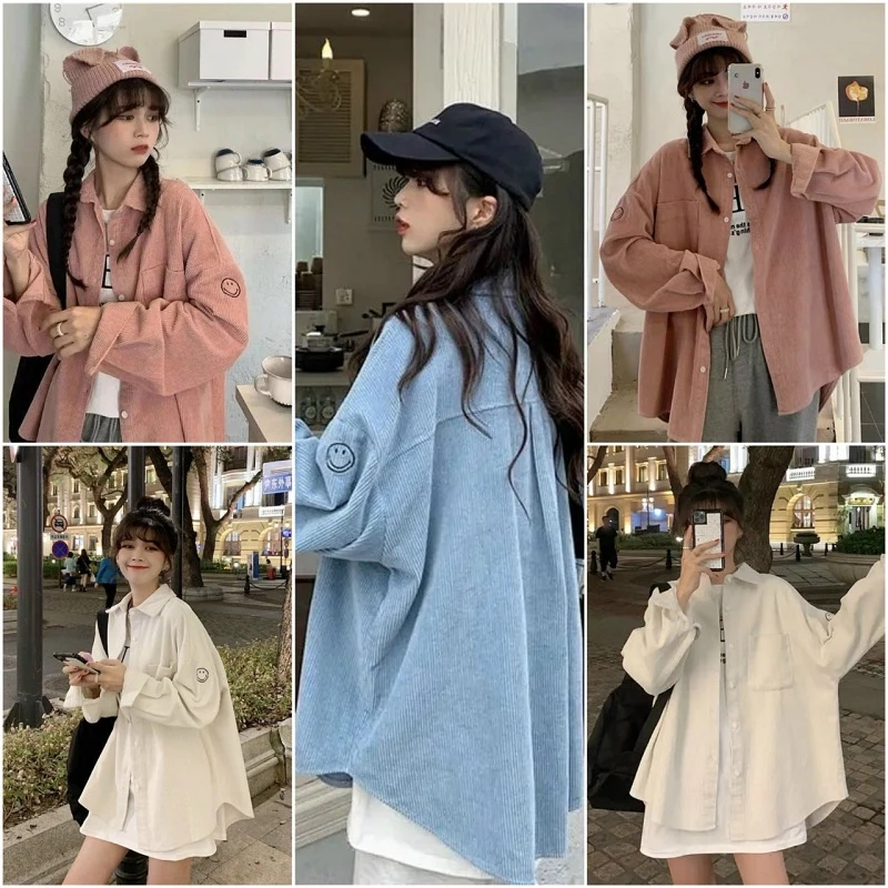 Áo Sơ Mi Nhung MặT Cười Rộng Unisex💖FREESHIP HOT RẺ ĐẸP💖Kiểu Khoác Thu Đông Chống Nắng Tốt - Nam Nữ Couple Jacket