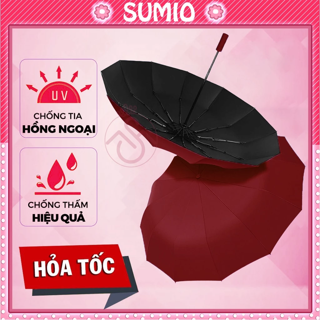 Dù che mưa tự động ô cỡ lớn 12 nan gấp mở cầm tay gọn Sumio che nắng mở tự động cho ô tô