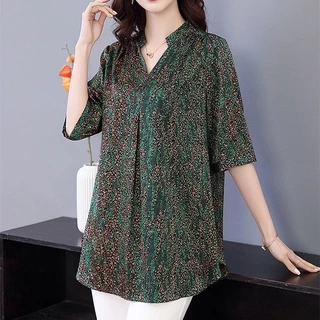 Áo Sơ Mi chiffon Tay Ngắn Dáng Rộng Thời Trang Dành Cho Nữ GGA4 XL-6XL