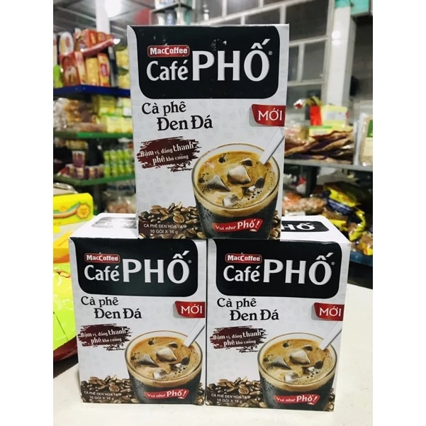 Hộp Cà Phê Phố Đen Đá MacCoffee (10 Gói x 16g)