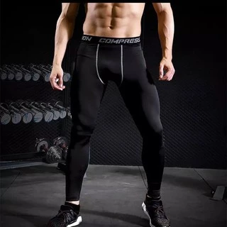 QUẦN GIỮ NHIỆT COMBAT PRO , QUẦN LEGGING TẬP GYM NAM DÁNG DÀI MÀU ĐEN