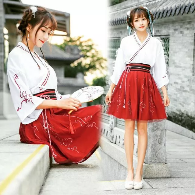 [ỎRDER] Hán Phục Cách Tân Cổ Trang cosplay Trung Quốc màu hoa bị ngạn