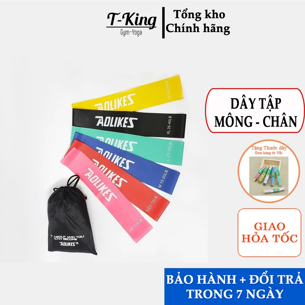 Dây kháng lực tập mông miniband - Chuyên tập Mông chính hãng Aolikes - Set 6 dây cao su 6 cấp độ