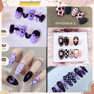 Nailbox ,10 móng úp thiết kế vẽ hoạ tiết xinh xắn.