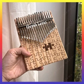 Đàn Kalimba 17 phím Quynh Lemo Music khắc hoạ tiết độc đáo hình mảnh ghép QL1216PZ