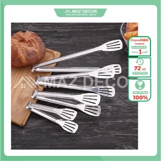 Dụng cụ kẹp gắp đá, gắp thức ăn, đồ nướng BBQ 3 đường kẻ cách nhiệt bằng inox 304