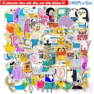 Bộ 100 sticker hình nhân vật phim hoạt hình Adventure Time with Finn and Jake trang trí thủ công thời trang chống nước