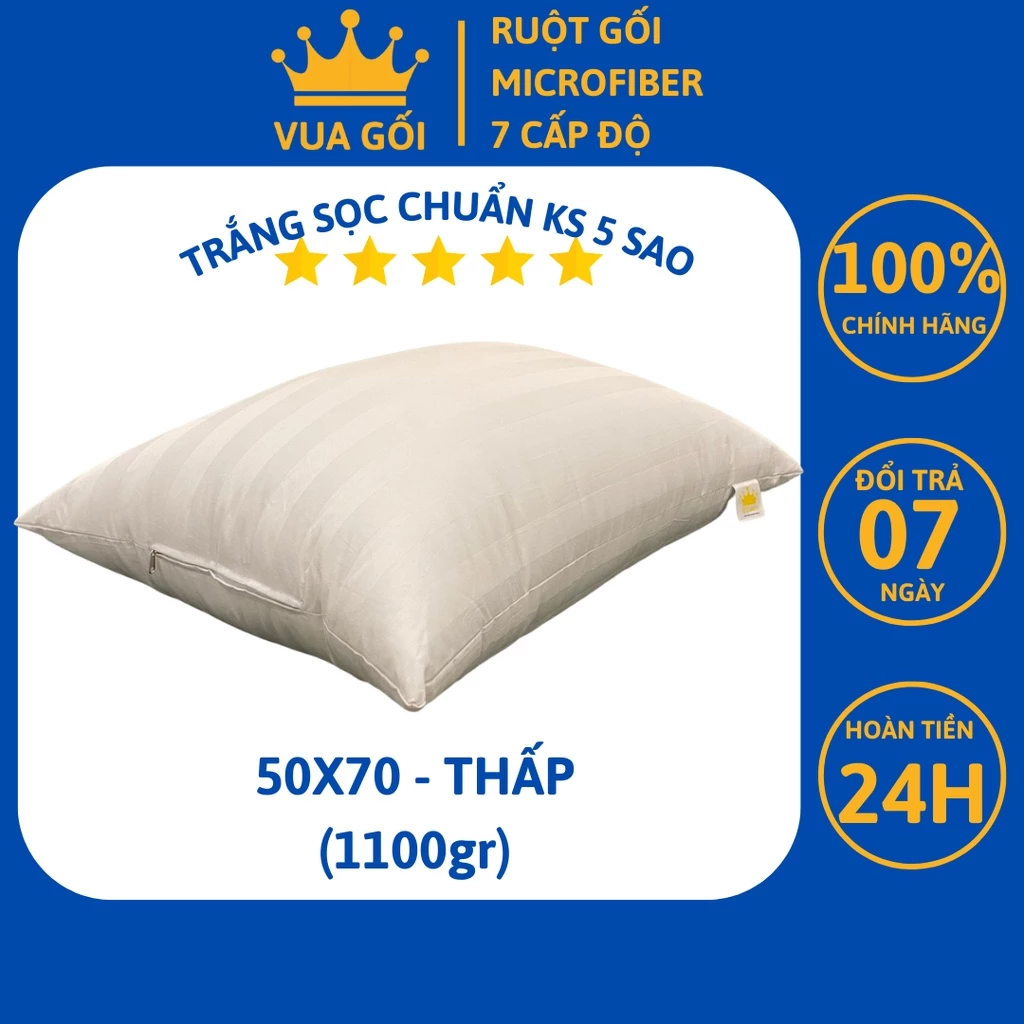 Ruột Gối Nằm Lông Vũ Nhân Tạo Cao Cấp 50x70 cm VUA GỐI Deluxe Pillow Êm Ái Kháng Khuẩn Chuẩn Khách Sạn - Loại 1100gr