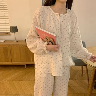 (Có ảnh thật) Bộ ngủ / mặc nhà pijama dài hoa nhí ulzzang