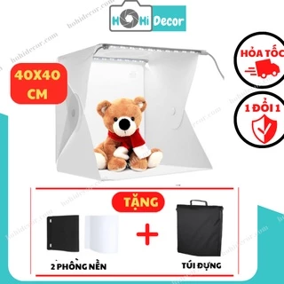 Box Chụp Ảnh Sản Phẩm 40x40 cm, Hộp Chụp Hình Có Đèn Led, Gấp Gọn, Thiết Bị Ánh Sáng Phòng Studio - HoHi Decor