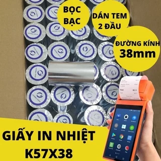 Cuộn giấy in nhiệt 57x38mm máy pos cầm tay, máy cà thẻ