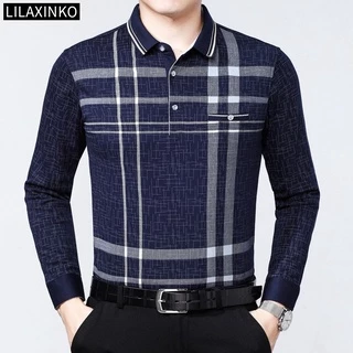 Áo Thun Polo Cotton Tay Dài Kẻ Sọc 3 Màu Thời Trang Thu Đông Cho Nam