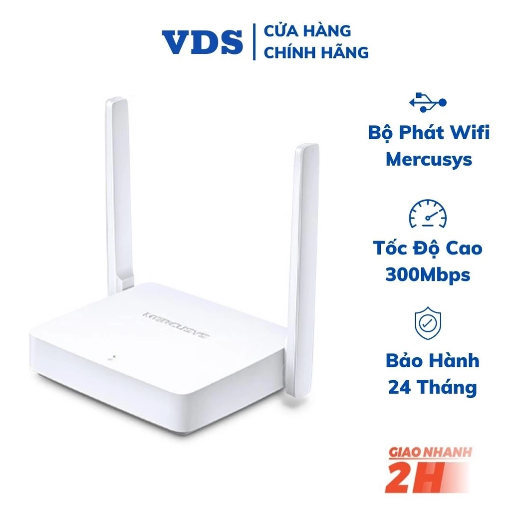 Router wifi 2 râu mercusys mw301r bộ phát wifi chính hãng do tplink phân phối bảo hành 24 tháng VDS shop