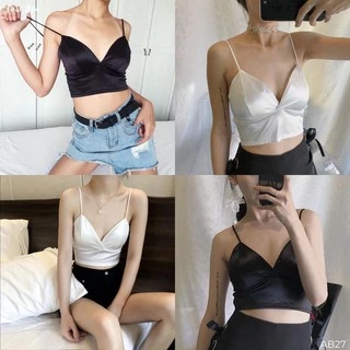 Áo Bra satin phi bóng dáng croptop sexy 264