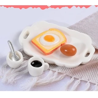 Mô hình Set đồ ăn bữa sáng trang trí nhà búp bê