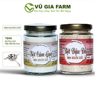 Combo Bột Đậu Đỏ + Bột Cám Gạo - Nguyên Chất Vũ Gia (100g/hũ) + Tặng Bộ Đắp Mặt