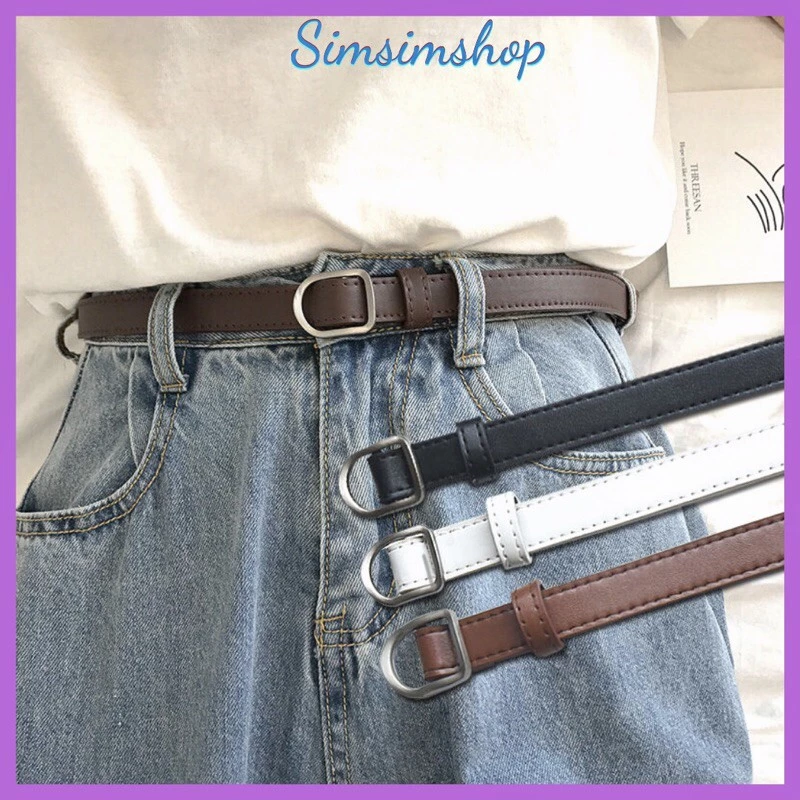 DÂY NỊT HÌNH THOI Nam nữ Unisex ulzzang Không lỗ Sim sim shop - Dây thắt lưng bản nhỏ 1.8cm Hình thoi chữ nhật Basic