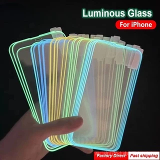 Kính Cường Lực 3D Phát Sáng Trong Tối Bảo Vệ Màn Hình Cho iPhone 13 12 11 Mini XS MAX XR 6 7 8 Plus