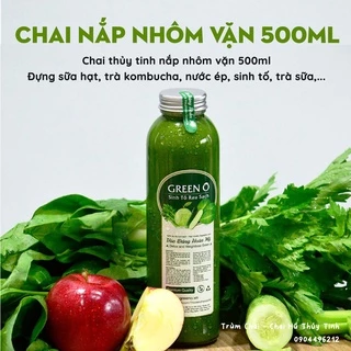 Chai Thủy Tinh nắp nhôm vặn 500ml (Chai trơn, không in hình) - Đựng sữa hạt, trà kombucha, nước ép, trà sữa,...