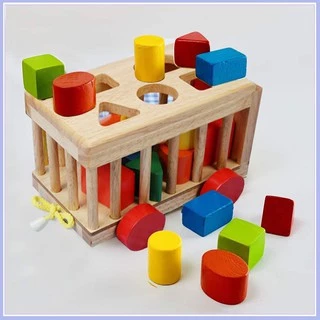 Giảm Giá Sốc. Đồ chơi Xe cũi gỗ thả hình khối - nhận biết hình và màu sắc cho bé Hàng chất lượng loại 1