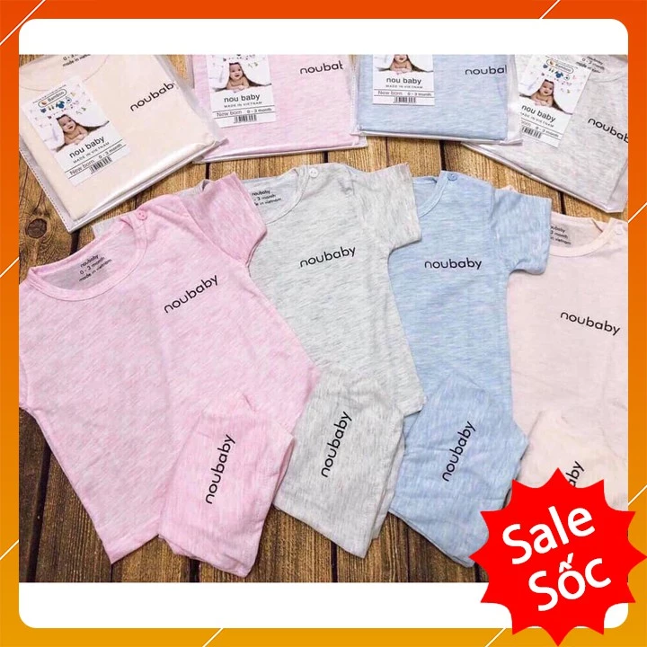 BỘ COTTON CỘC TAY NOUBABY XƯỚC SIÊU XỊN XÒ CHO BÉ SƠ SINH