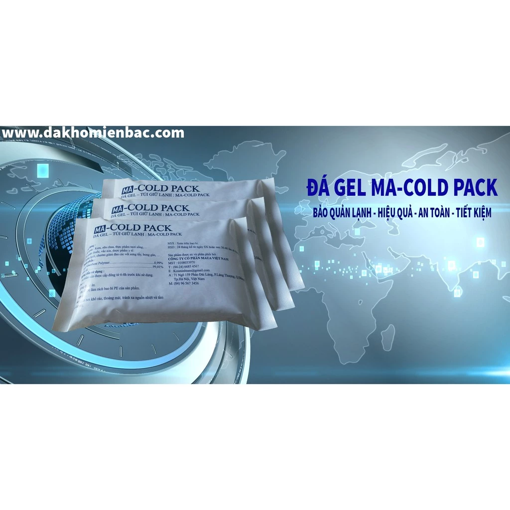 Combo 3 túi đá khô gel macoldpack 500g giữ lạnh thực phẩm, đồ uống