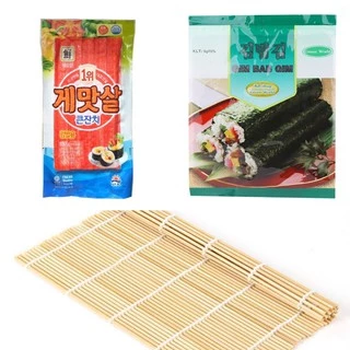 NGUYÊN LIỆU LÀM KIMBAP, CƠM CUỘN, SUSHI( lá kim, mành tre, thanh cua )