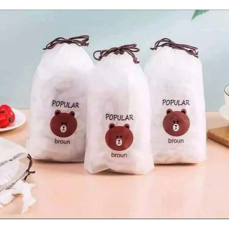 Màng bọc thực phẩm co giãn siêu dai có chun hình túi gấu set 100 chiếc