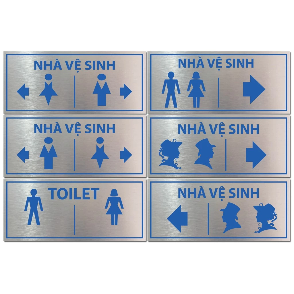 Bảng chỉ dẫn toilet, WC, bảng hướng dẫn nhà vệ sinh, biển WC, toilet in UV trên Alu cao cấp NAM NỮ KT:14x32cm