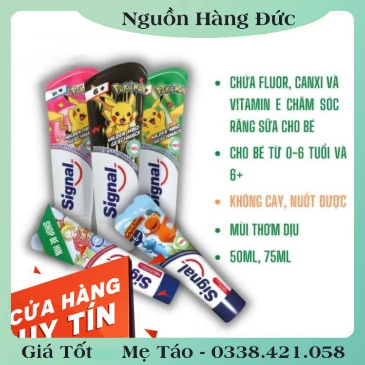 Kem đánh răng và bàn chải Signal Đức cho bé từ 0-6 tuổi và 6+ nuốt được - Đủ Bill