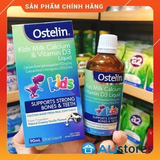 (Date 2025)Canxi Nước Khủng Long Ostelin Kids Milk Calcium & D3 Liquid Úc (90ml) 🔥𝐍𝐄𝐖🔥 Cho Trẻ Từ 7 Tháng Tuổi