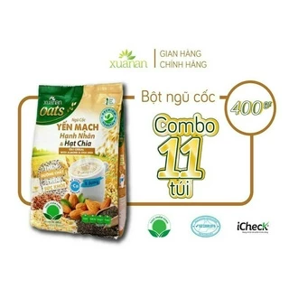 Combo 11 Túi Ngũ Cốc Yến Mạch Hạnh Nhân Hạt Chia Xuân An [ít đường] 400G {25g*16 gói}(Tặng Kèm 11 Túi Yến Mạch 150G)