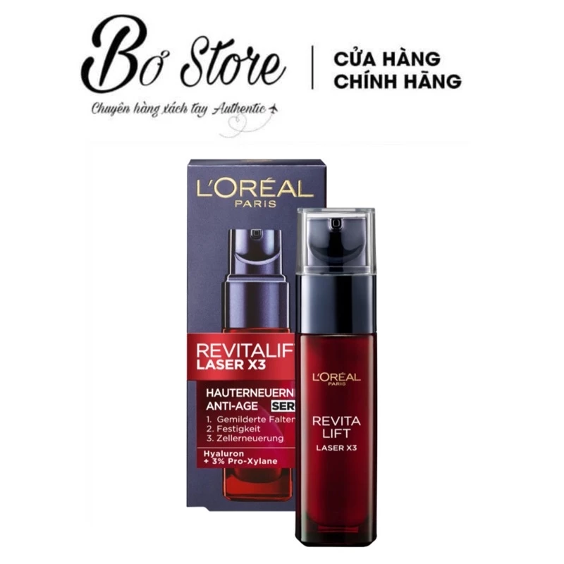 [BẢN ĐỨC] Serum chống lão hoá LOreal Revitalift Laser X3 Anti-Age, làm mờ vết nhăn và tái tạo cấu trúc da, 30ml