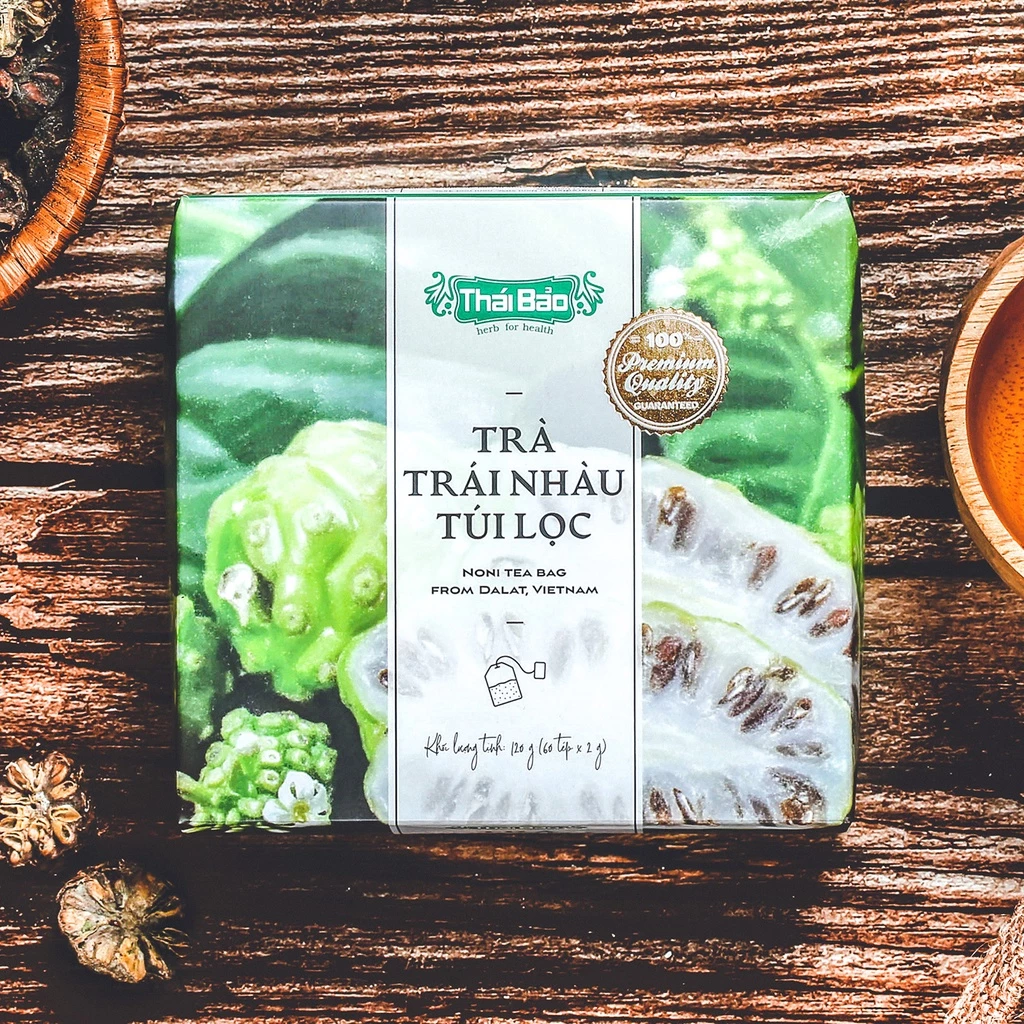 Trà trái nhàu túi lọc Langfarm x Thái Bảo - Thảo mộc cho sức khoẻ, thơm dịu vị thiên nhiên, sản xuất tại Đà Lạt
