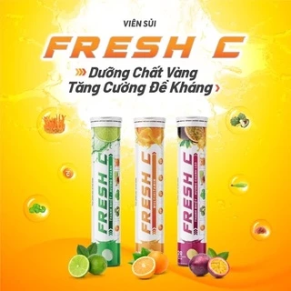 Viên sủi C multivitamin FRESH C (Tuýp 20 viên) Hương Cam, Hương Chanh, Hương Chanh Leo, giúp tăng cường sức đề kháng.