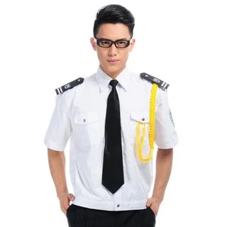 Bộ bảo vệ ngắn tay - áo trắng có đai (bao gồm: 01 áo + 01 quần, không bao gồm phụ kiện: mũ, cà vạt, cầu vai, ve)