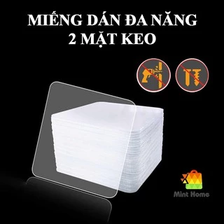 Miếng dán tường keo trong suốt 2 mặt dán tranh ảnh, dự phòng cho kệ remote, kệ góc nhà tắm, kệ treo tường chịu lực