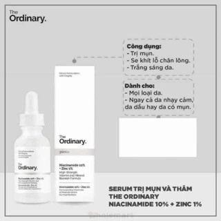 [Có sẵn-bill SSG] Tinh chất The Ordinary Nia 10% + ZinC 1%