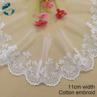 11cm Rộng cotton Thêu Ren Cạnh Ren Vải diy trims mini Đầm Ren Ruy Băng Quần Áo Phụ Kiện 3215