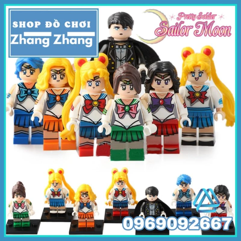 Đồ chơi Xếp hình mô hình gồm Thủy thủ mặt trăng Sailor Moon xinh đẹp cùng Tuxedo mặt nạ Chiba Mamoru Minifigures WM6035